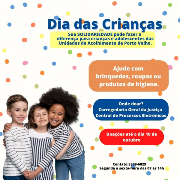 Corregedoria-Geral da Justiça promove campanha solidária para o dia das crianças 